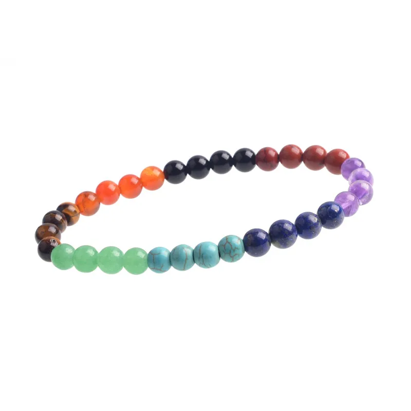 

7 Chakras Bracelet Reiki Healing Balancing Round Beads crystal bracelets rainbow bracelet Fashion Jewelry