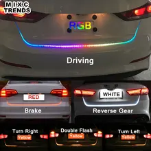 RGB Красный цвет: желтый, белый светодиоды стайлинга автомобилей светодиодные полосы Хвост Включите ствол свет динамичные плавные предупреждение DRL Подсветка багажника