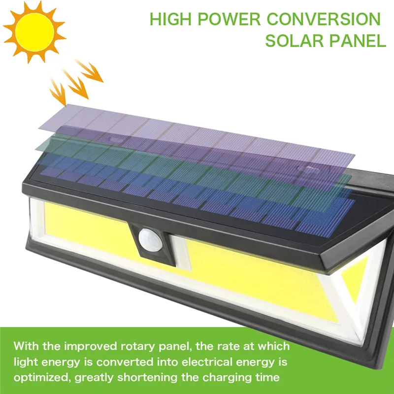 180 чип COB солнечный светильник водонепроницаемый Солнечный перезаряжаемый PIR датчик движения Ночной наружный настенный светильник для украшения сада