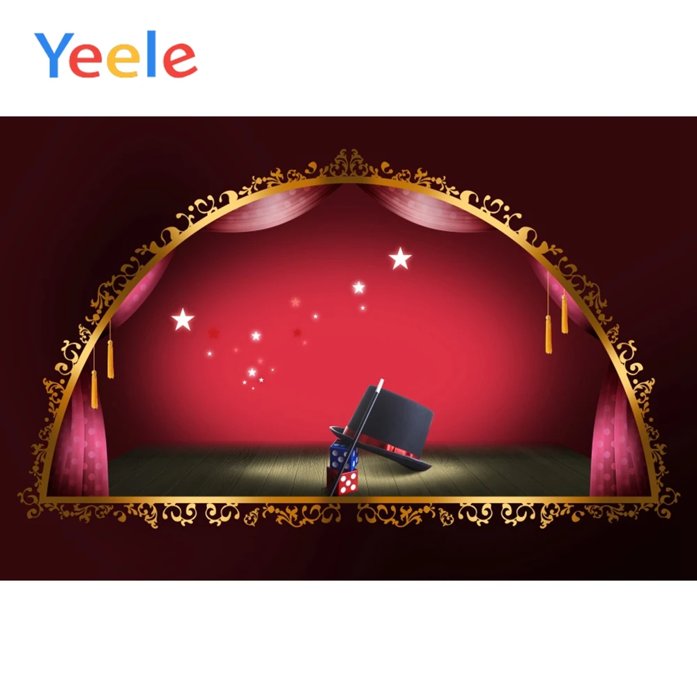 

Yeele Stage Magic Poster Red Glitter Curtain Scene Baby Child Photography Background Wall Photographic Backdrop For Photo Studio