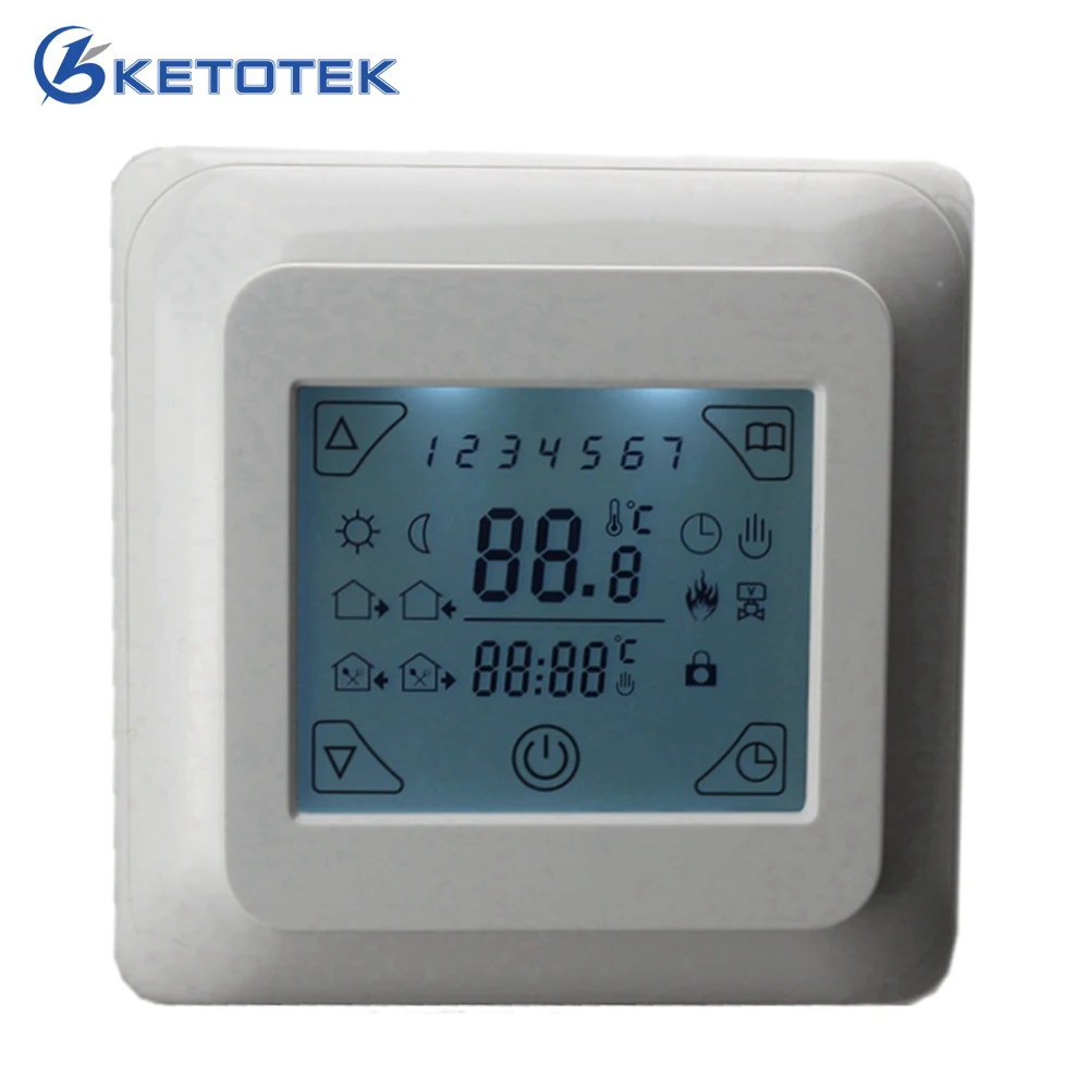 

16A AC 220V Touch Screen Digital Room Air Thermostat Floor Heating Temperature Controller with LCD Backlight
