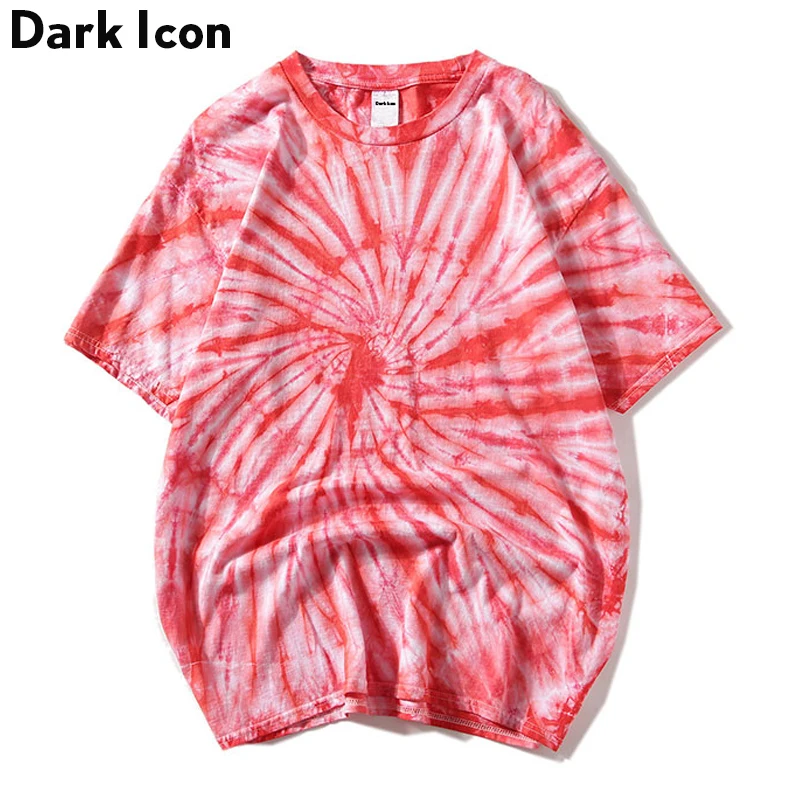 Темная икона Swirl Tie Dye Футболка мужская Лето круглый вырез хип хоп футболки для мужчин 5 цветов