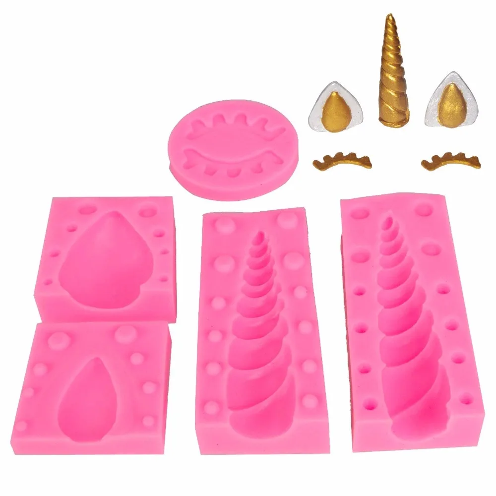 3D Unicorn Horn Ears Eyes silicone mold fondant mold cake ...
