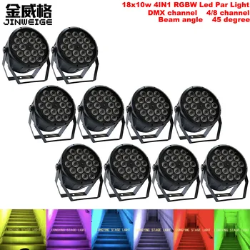 

Free Shipping 10pcs/lot 18x10w 4IN1 LED Flat Par RGBW DMX512 4/8CH 45 Degree Stage DJ PAR Lighting for Indoor