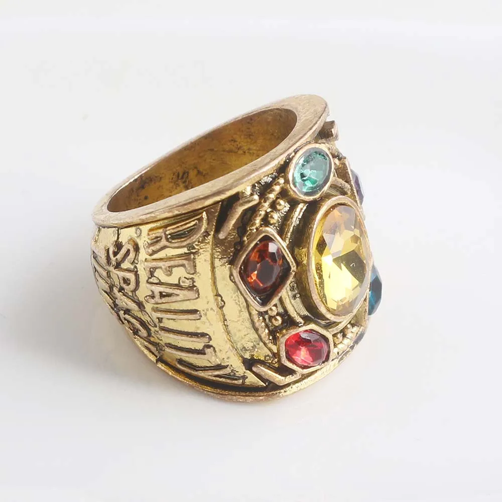 SG New Gold Thanos Infiniter Power Gauntlet Crystal Rings Avengers 3 Infinity War The Space Stone Girl Women Boys Cosplay Ring