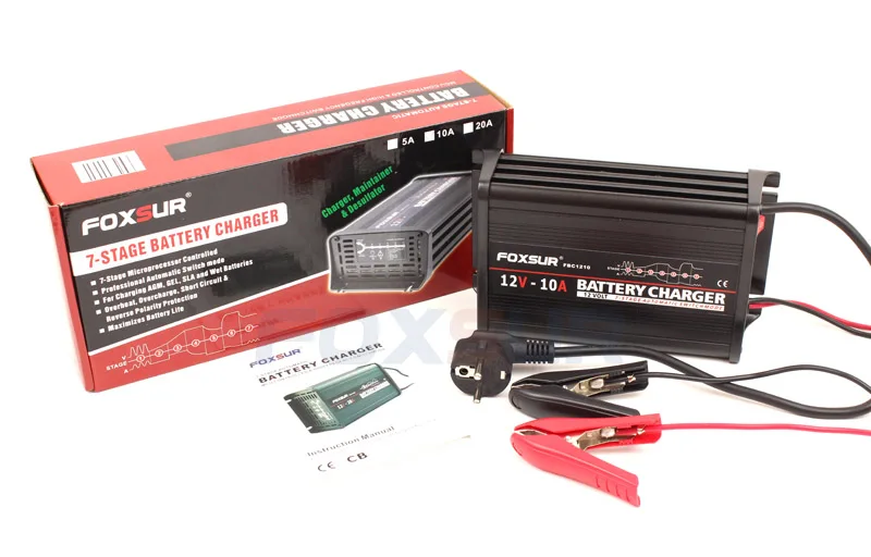  FOXSUR wholesale original 12V 10A 7-stage smart Lead Acid Battery Charger Car battery charger Alumi - 1909760095