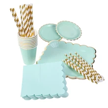 69 шт. одноразовый набор посуды рождественские светло-зеленые бумажные тарелки и стаканы салфетки на день рождения пластиковые соломинки для карнавала Вечерние