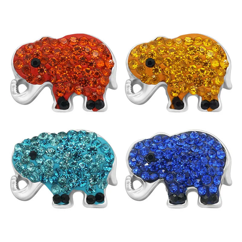 

New Fashion Colorful Lovely Elephant Rhinestone&Clay manual 18MM snap buttons DIY snap jewelry fittings Beauty KZ2134