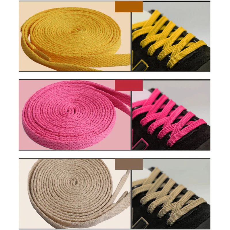 50Pair  Classic Flat Sole Canvas Shoelaces Casual With Black Gray Red Green Yellow Laces Running Woven Laces Sport Casual Lacing