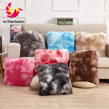 

Gradual color Warm square long plush Cushion, car sofa cushion pillow, long hair Cushion with Inner heart, pillow