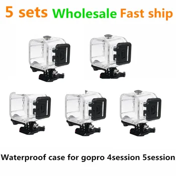 

5sets wholesale Waterproof case housing for gopro4 5session universal protecting camera accessory water-resistant 45 meters