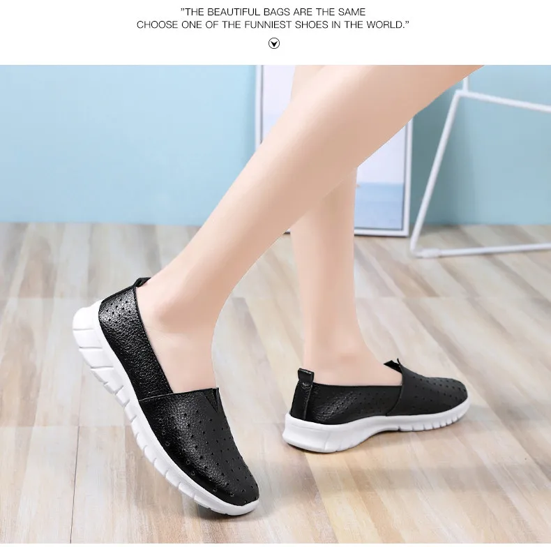 Women Loafer Flats 2019 Summer Slip On Leather Loafers Breathe Boat Shoes Moccasin Ladies Walk Flat Shoes zapatillas mujer (12)