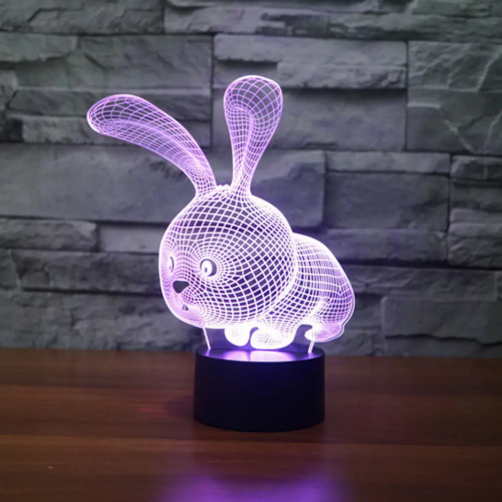 Сна 3D лампа Иллюзия Банни LED настольная Таблица ночь свет лампы 7 цветов touch