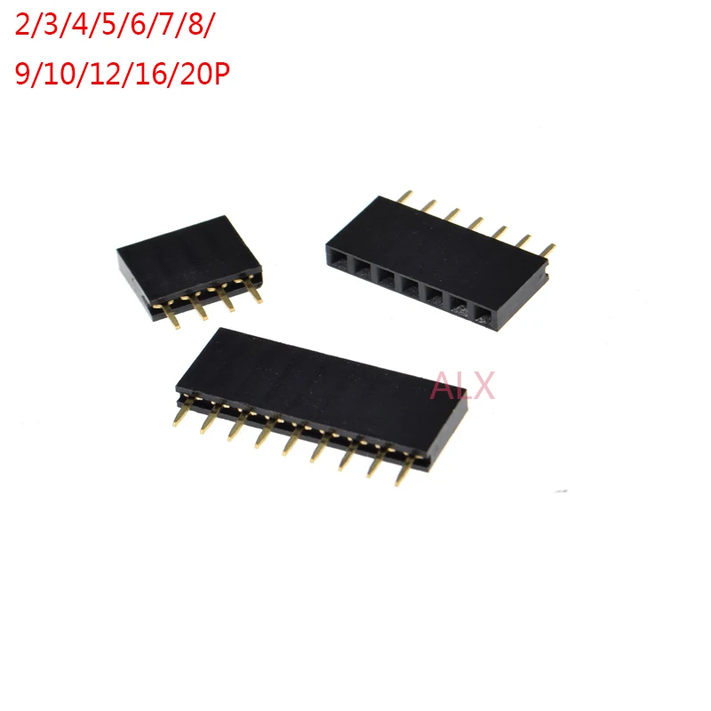

10PCS 2/3/4/5/6/7/8/9/10/12/16/20/40/ PIN SINGLE row Straight FEMALE PIN HEADER 2.54MM PITCH Strip Connector Socket