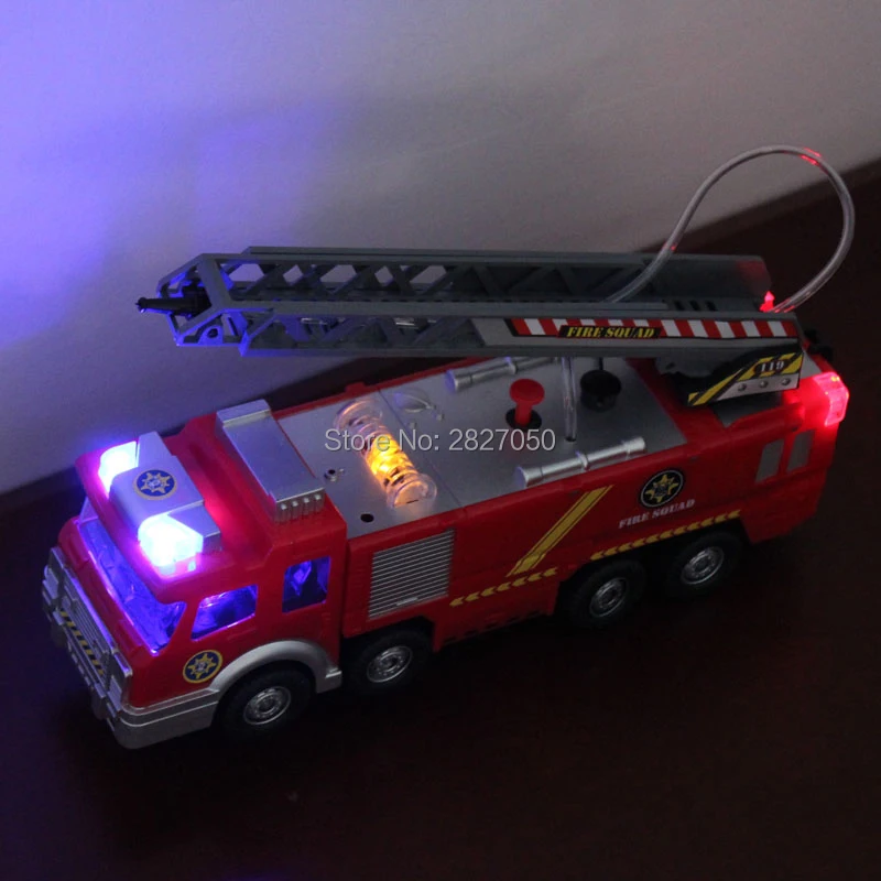 

Water spray fire fight vehicle toy truck Have lights Retractable ladder Hight Simulation fire engine toys for children christmas
