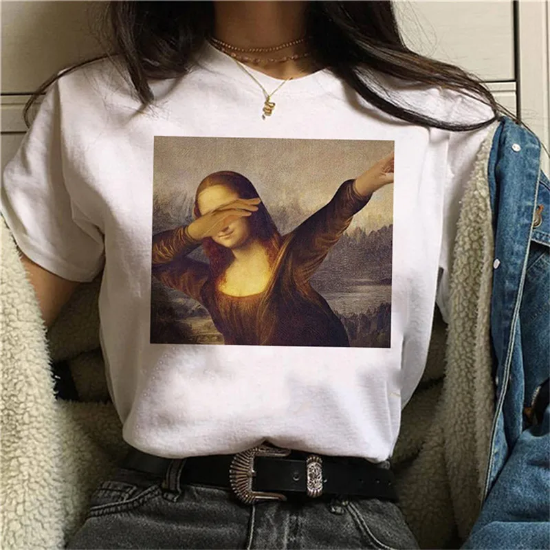 Mona Lisa/забавная модная футболка с принтом; модная футболка Harajuku; Новинка; Летняя Повседневная Свободная Женская одежда - Цвет: C17