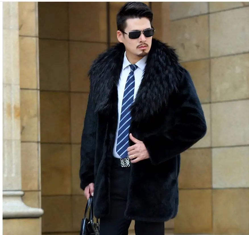 faux fur collar overcoat mens