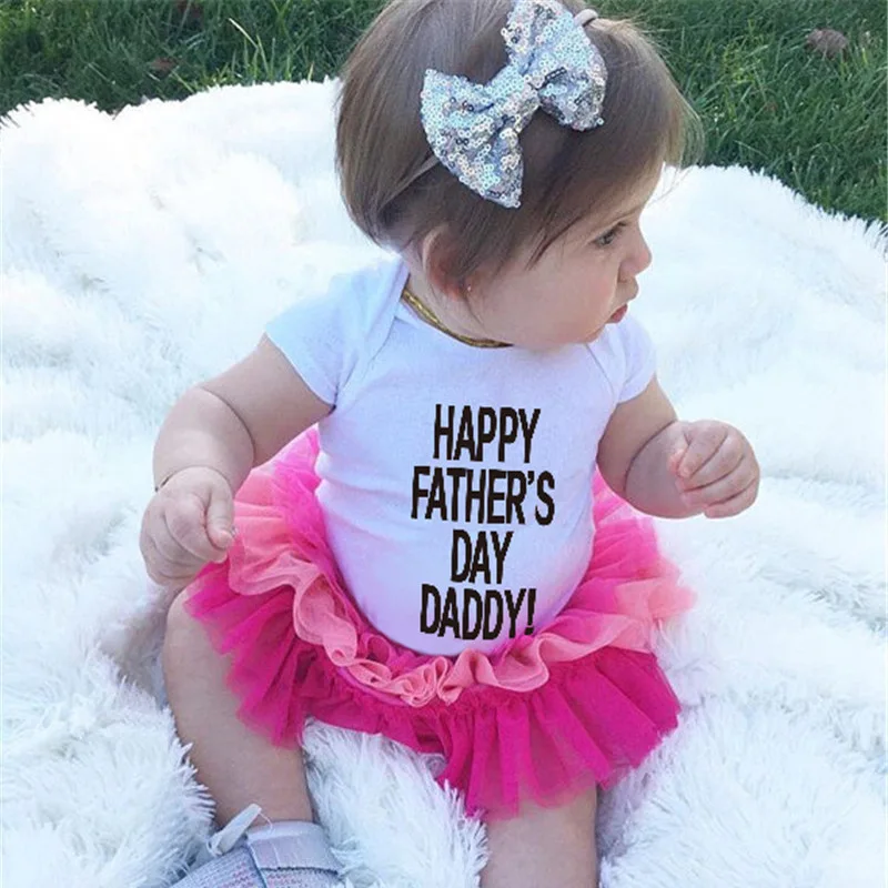 

Happy Father's Day Daddy Summer Bodysuits Newborn Infant Baby Boys Girls Clothes Kids Baby Sunsuit white 0-24M DS19