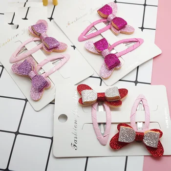 

10 pairs/lot , Glitter Butterfly Hair Bow Snap Clips