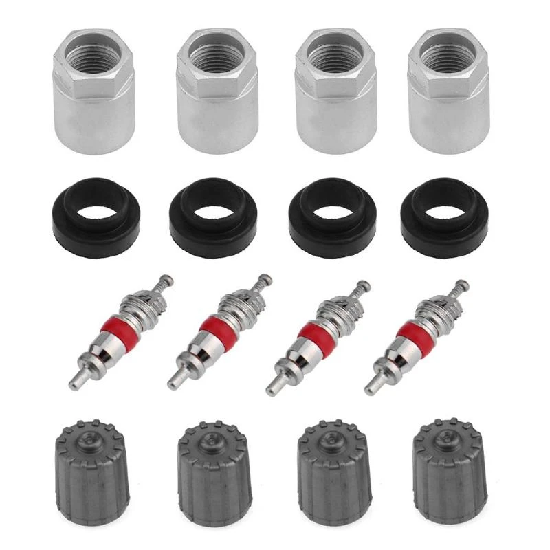 #N//A 4 Sets Replacement Car TPMS Tire Pressure Sensor Nut//Valve Core//Valve Cap//Gasket Kits