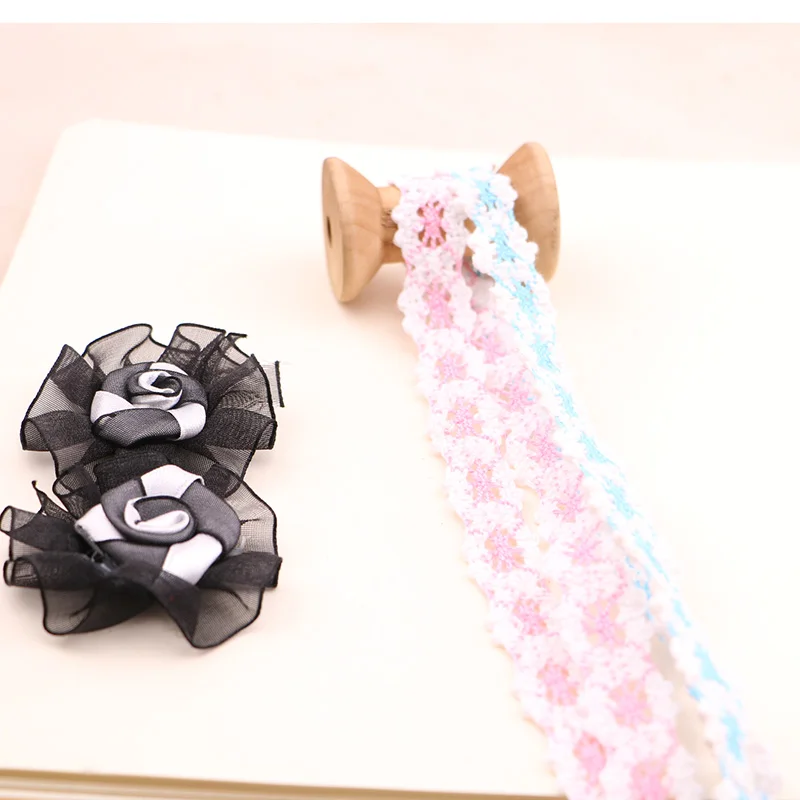 

2YARD 1.3CM-1.6CM Colorful flower lace, hand DIY lace material, trousers and pants decoration.