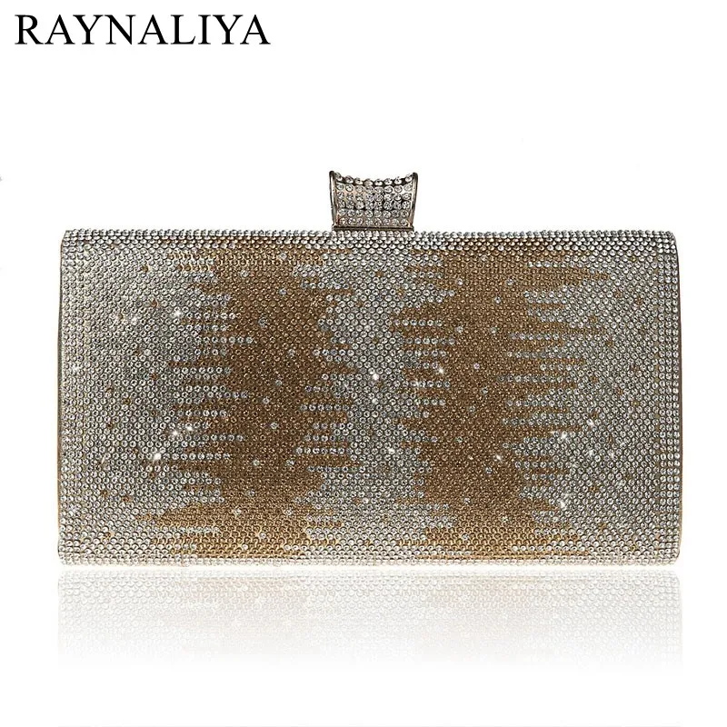 

Luxury Designer Single Side Rhinestones Hand Bag Gold Women Evening Bag Party Wedding Purse Shoulder New Wallet SFX-A0123