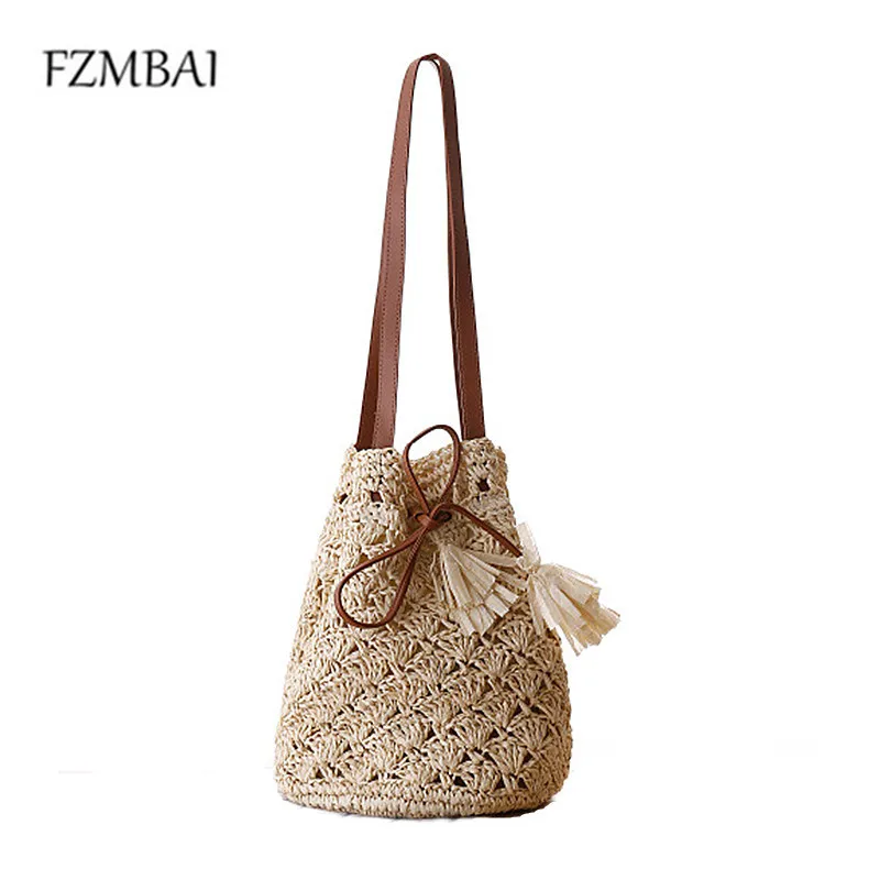 

FZMBAI Summer Straw Knitted Small Lady Handbag Casual Woman Summer Beach Straw Bag
