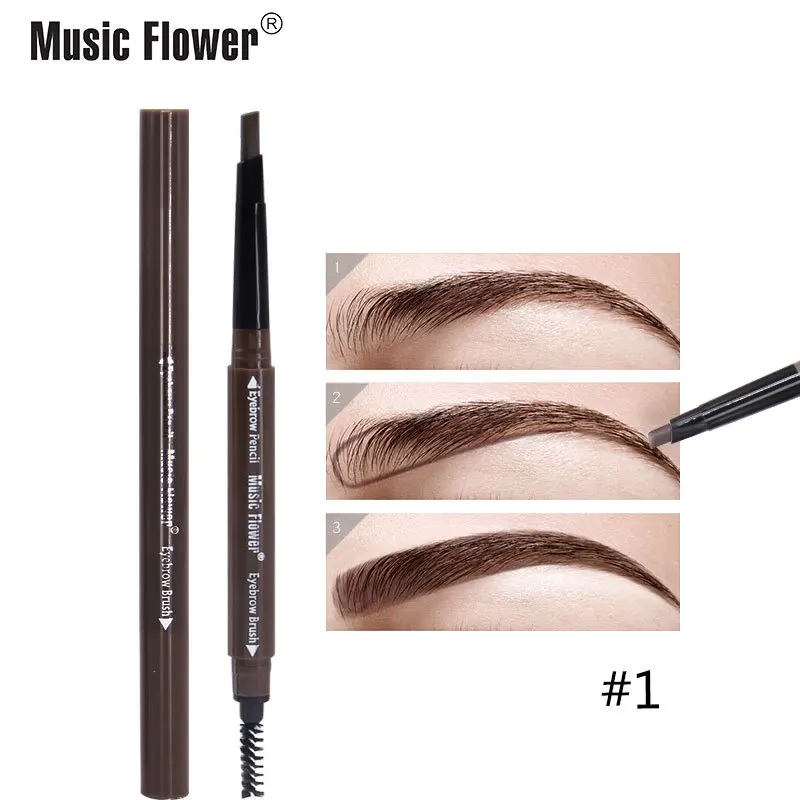 Бренд Music Flower 3D набор для макияжа глаз коричневый матовый карандаш для бровей Женская ручка энхансера для бровей стойкая Кисть для макияжа 4 цвета - Цвет: 01