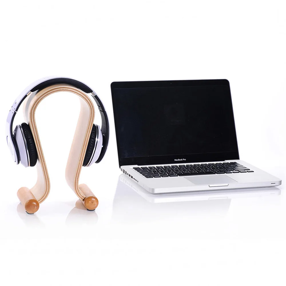 1pcs Holder Hanger Wooden Headset Desk Display Shelf Rack wooden stand U Shape Wood Headphones Stand for headphones