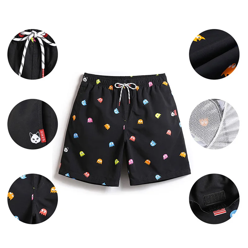 Polka Dot RortyM Mens Beach Short Elastic Waist Quick Dry Swim Trunks Mesh Lining