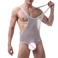 Мужская Ультра-тонкая шелковая сетчатая майка, сексуальное нижнее белье, просвечивающее, для геев, трико, боди, майка, комбинезон для мужчин, Майки