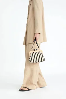 

Women Vintage Shoulder Messenger Bag Bohemian Retro Wood Clip Bucket Bag Luxury Women Handbag Evening Clutch Purse