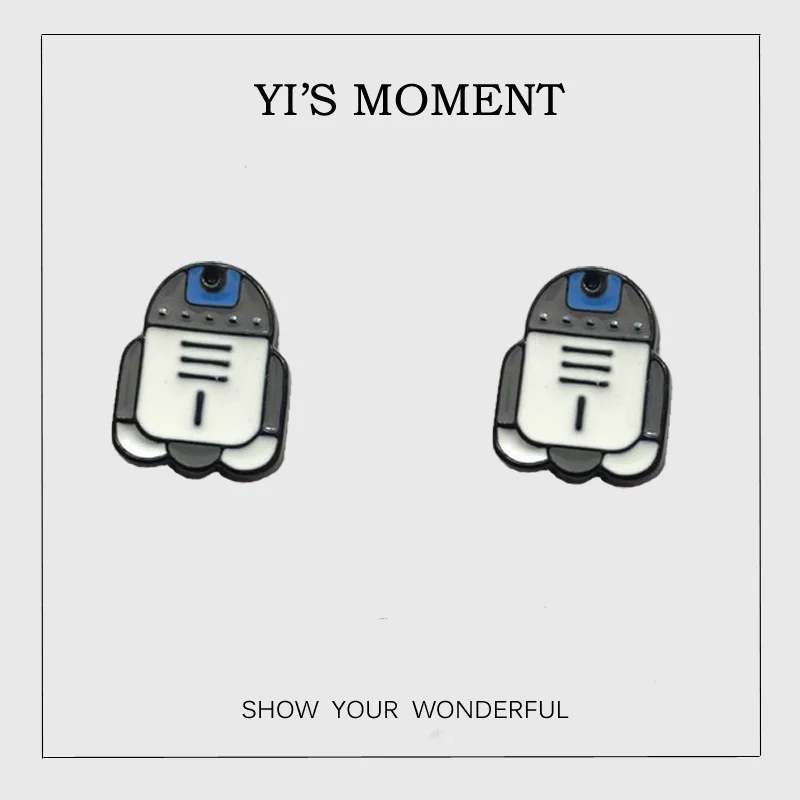 Вечерние серьги-гвоздики с эмалью Звездные войны R2 серьги для детей