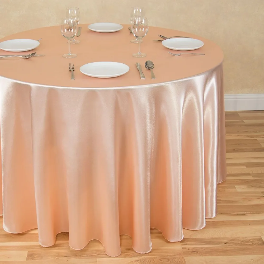 10Pcs Peach 70" Round Elegant Satin Tablecloths Table Decoration For