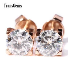 Твердые 14 K 585 розовое золото 2CTW 6,5 мм F цветные серьги-гвоздики с муассанитом серьги закручивающаяся задняя часть для женщин Свадебные украшения розовое золото