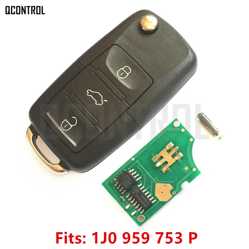 QCONTROL 433 МГц Автомобильный Дистанционный Ключ DIY для SKODA Octavia/Superb/Fabia 1J0959753P/5FA009259-55 HLO 1J0 959 753 P