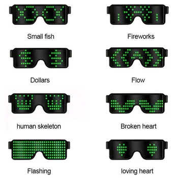 

8 Modes Quick Flash Party led glasses USB charge Luminous Glasses Christmas Concert light Toys led party supplies