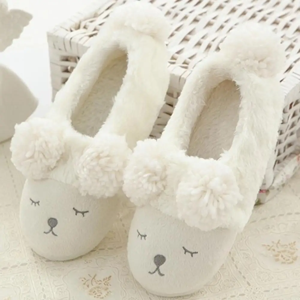 

Cute Winter Cartoon Sheep House Slippers Anti-Slip Cashmere Indoor Floor Shoes Indoor Flats Shoes Slipper For Winter