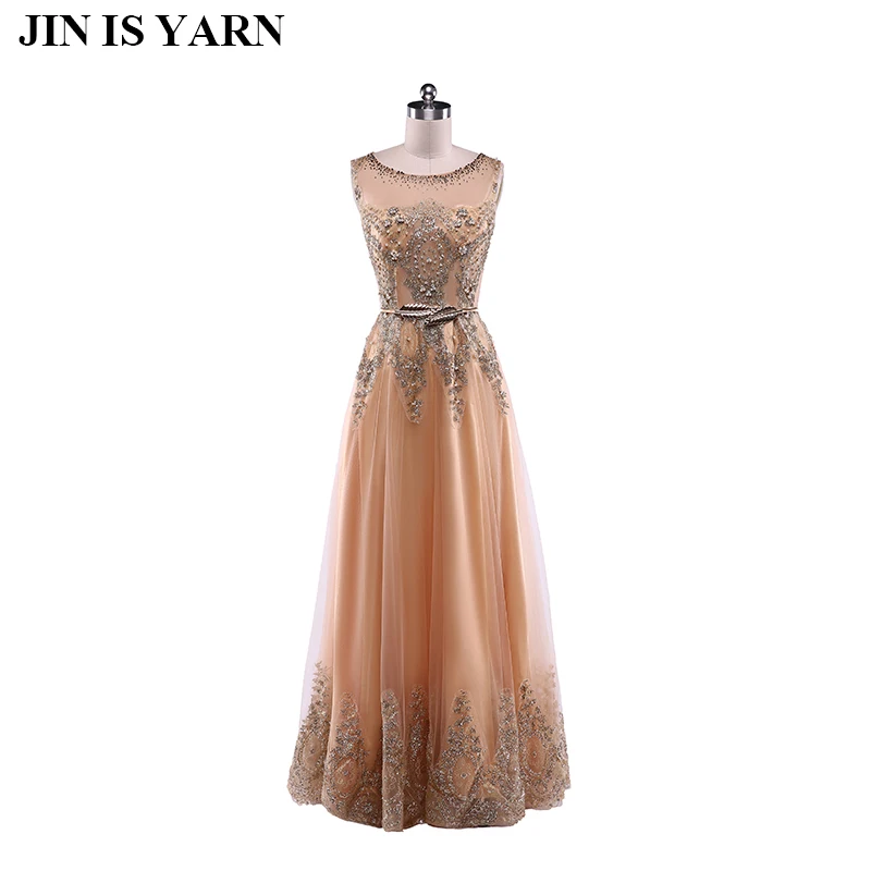 

The new 2017 champagne lace cultivate one's morality elegant wedding long dress