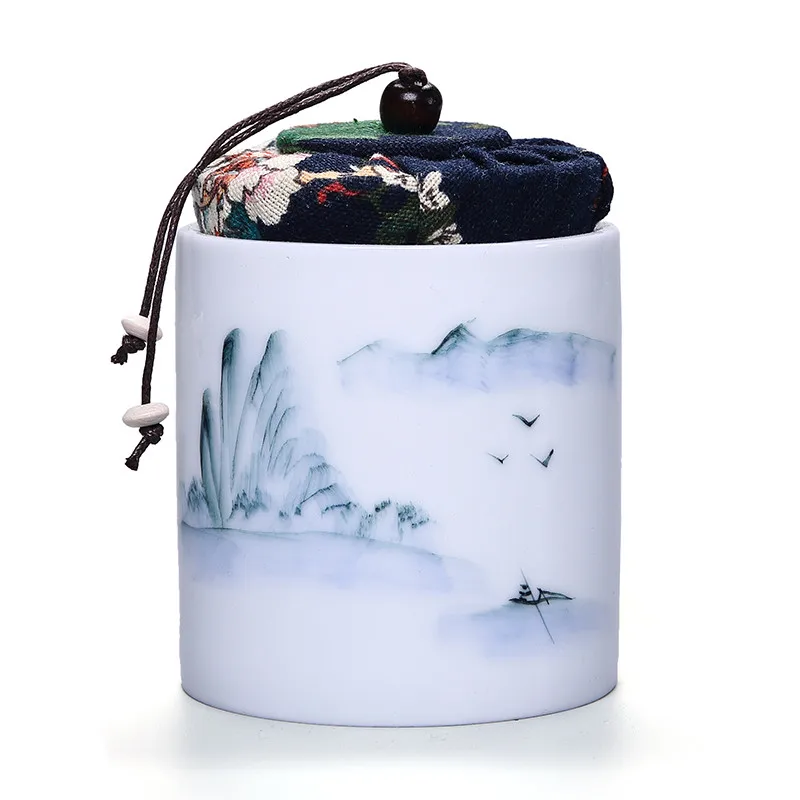 

Tea Jars Chinese Ink Painting Theme Small Things Storage Jars Multi Colors Tea Canister Box Candy Jar Spices Sealed Cans Tanks