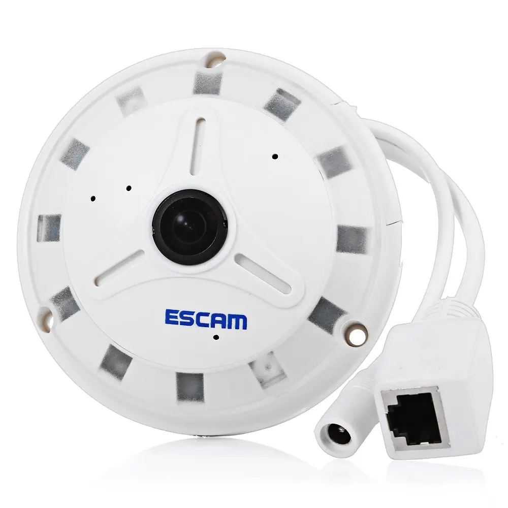 

ESCAM QP130 Mini Camera IP Camera H.264 360 Degrees Panoramic Fish Eye CCTV Camera IR Night Vision Monitor Support 128GB TF Card