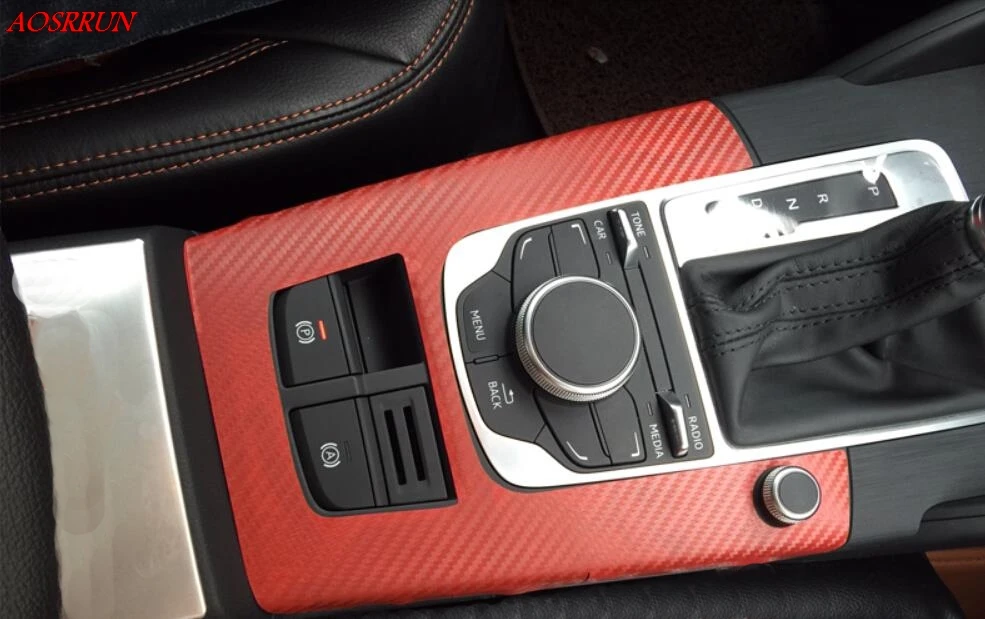 Наклейка из углеродного волокна для автомобиля, рамка переключения передач, декоративные наклейки, аксессуары для интерьера, наклейка на коробку передач для Audi A3 2013