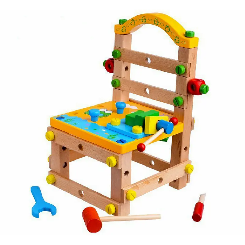 Free shipping Kids Disassembly and Assembly Chair font b Toys b font Baby wooden multi function