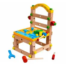 Free shipping Kids Disassembly and Assembly Chair font b Toys b font Baby wooden multi function