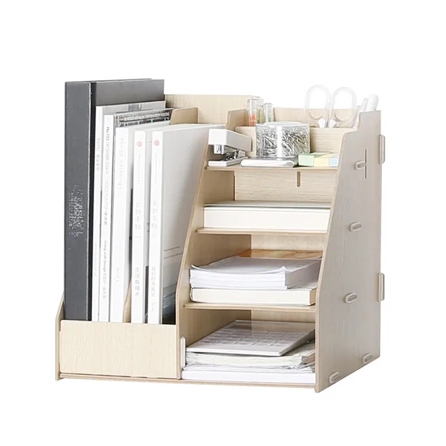Wooden Multi Use Desk Organizer Office Sundries Storage Box Colorful Wooden Multi Use Desk Organizer Office Sundries Storage Box Colorful Modern Style File Racks Eco