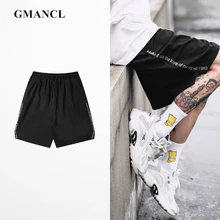 Летняя мода уличная письмо эластичный пояс с принтом пляжные шорты в повседневном стиле свободные эластичные талии Бермуды шорты для бега