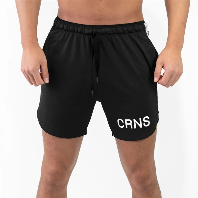 Летние мужские шорты для бега быстросохнущие спортивные шорты для фитнеса короткие брюки для бодибилдинга спортивные мужские спортивные шорты Кроссфит - Цвет: Black