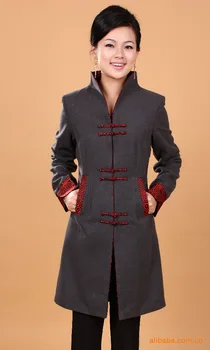 

Gray Winter Overcoat Chinese Women's Cashmere Long Jacket Coat Size S M L XL XXL XXXL 4XL Free Shipping 2987-1