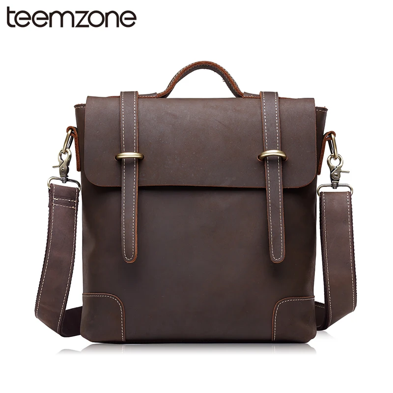 

New Design Crazy Horse Leather Men Shoulder Bags Men's Casual Cusiness Messenger Bag Vintage Crossbody iPad Laptop Briefcase