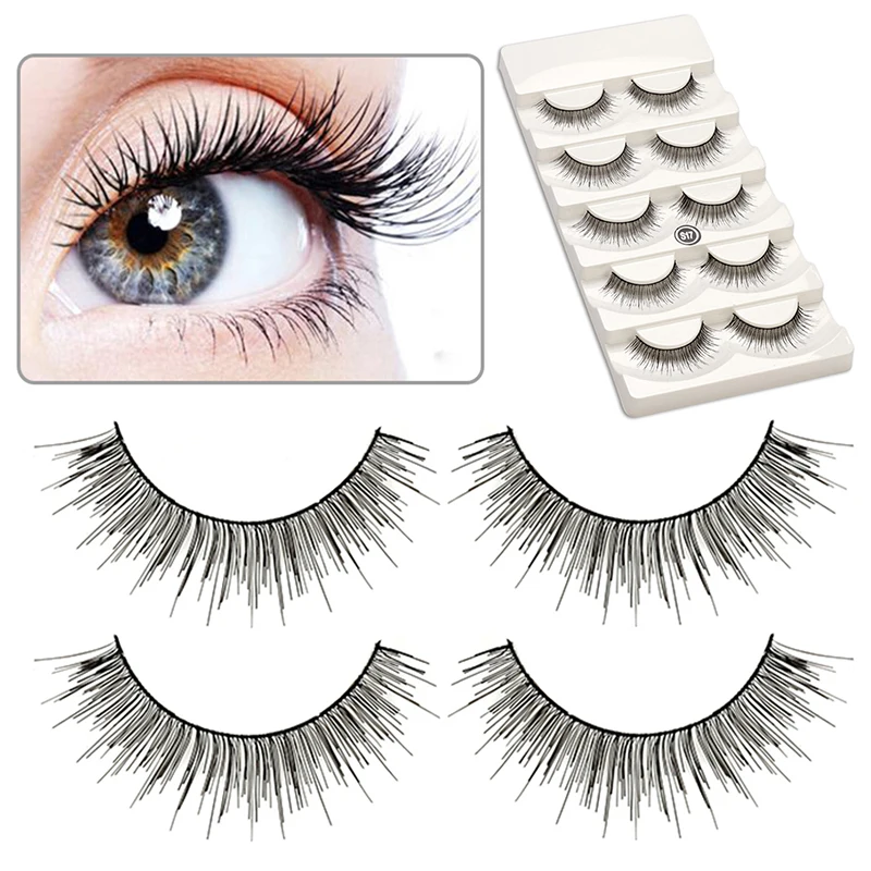 

5 Pairs 3D False Eyelashes Natural Long Thick Fake Eye Lashes Plastic Cotton stalk Natural Fiber Curling Dense Eyelash